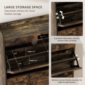 VFF Deodorizing Shoe Storage Cabinet With 2 Flip Drawers,LED Touchsreen Freestanding Black