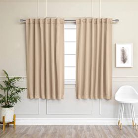 Solid Beige Cream Thermal Blackout Curtain Panels - Set of 2 (size: 52 x 54 inch)