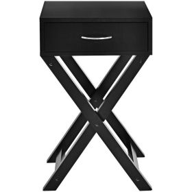 X-Shape 1 Drawer Nightstand End Side Table Storage in (Color: Black)