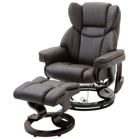 Adjustable Faux Leather Remote Massage Recliner Chair w/ Ottoman (Color: Brown)