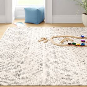 . Hand Woven Wool Blend Grey Beige Ivory Persian Style Area Rug (size: 8 ft x 10 ft)