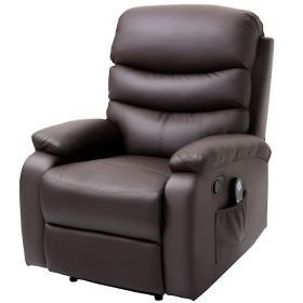 Adjustable Faux Leather Remote Massage Recliner Chair w/ Footrest (Color: Brown)