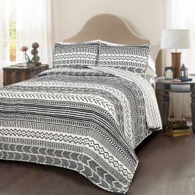 3 Piece Scandinavian White Reversible Cotton Set in Full/Queen (Color: Black)