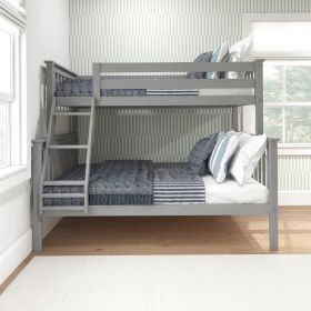 Twin over Full size Solid Wood Bunk Bed in Finish (Color: Grey)