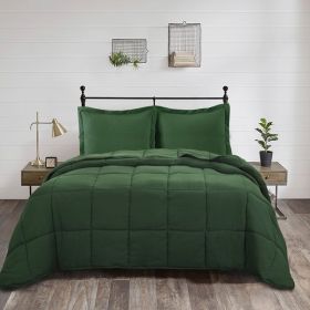 Twin Size 3 Piece Microfiber Reversible Comforter Set (Color: Green)