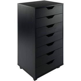 Modern Scandinavian Style 7-Drawer Storage Cabinet Chest in Finish (Color: Black)