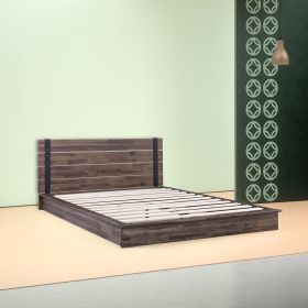 Farmhouse Wood Industrial Low Profile Platform Bed Frame (size: king size)