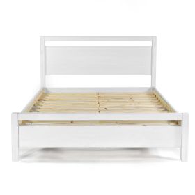 King Size FarmHouse Traditional Rustic Platform Bed (Color: White)