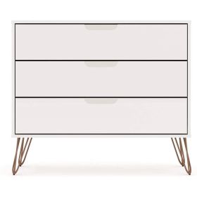 Modern Scandinavian Style Bedroom 3-Drawer Dresser in Wood Finish (Color: White)