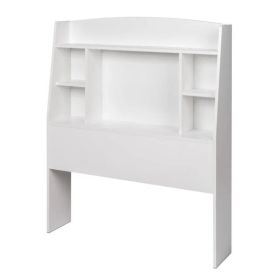 Twin size Bookcase Storage Headboard in Wood Finish (Color: White)