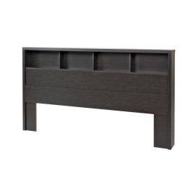 King size Bookcase Headboard in Wood Finish (Color: washed black)