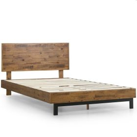 Rustic FarmHome Low Profile Pine Slatted Platform Bed in (size: queen)