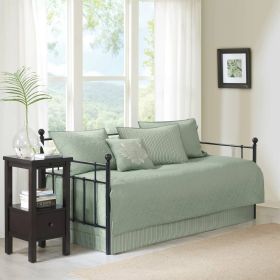 6-Piece Country Cottage Quilted Reversible Daybed Cover Set (Color: seafoam green)