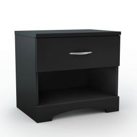 Modern 1 Drawer Nightstand End Side Table Storage in (Color: Black)