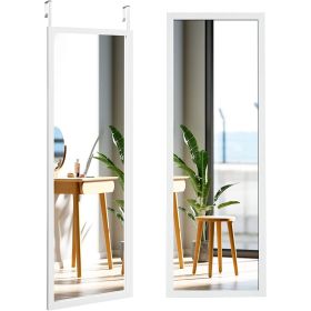 Full Length Bedroom Mirror with Over the Door or Wall Mounted Design (Color: White)