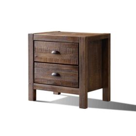 Farmhouse Style Solid Pine Wood 2-Drawer Nightstand Bedside Table in (Color: walnut)