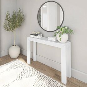 Solid Wooden Modern Accent Console Table / Sofa Table in Wood Finish (Color: White)