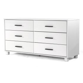Modern Farmhouse Solid Wood 6 Drawer Double Dresser Finish (Color: in white)