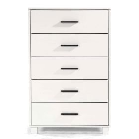 Modern Farmhouse Solid Wood 5 Drawer Bedroom Chest Finish (Color: in white wooden)