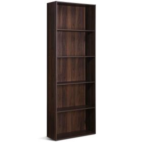 Modern 5-Tier Bookcase Storage Shelf in Brown Walnut Wood Finish (Color: brown walnut)