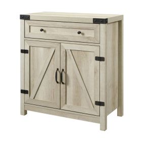 Rustic Farmhouse Barn Door Accent Storage Cabinet (Color: white oak)