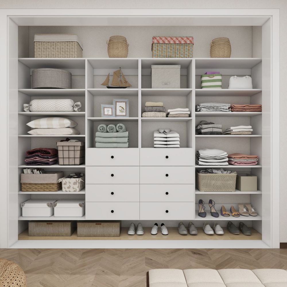 Closet Organizer System,Wall Mounted Closet Storage with Drawers and Shelves Closet Storage for Bedroom,White Closet Organizer System,Wall Mounted Closet Storage with Drawers and Shelves Closet Storage for Bedroom,White